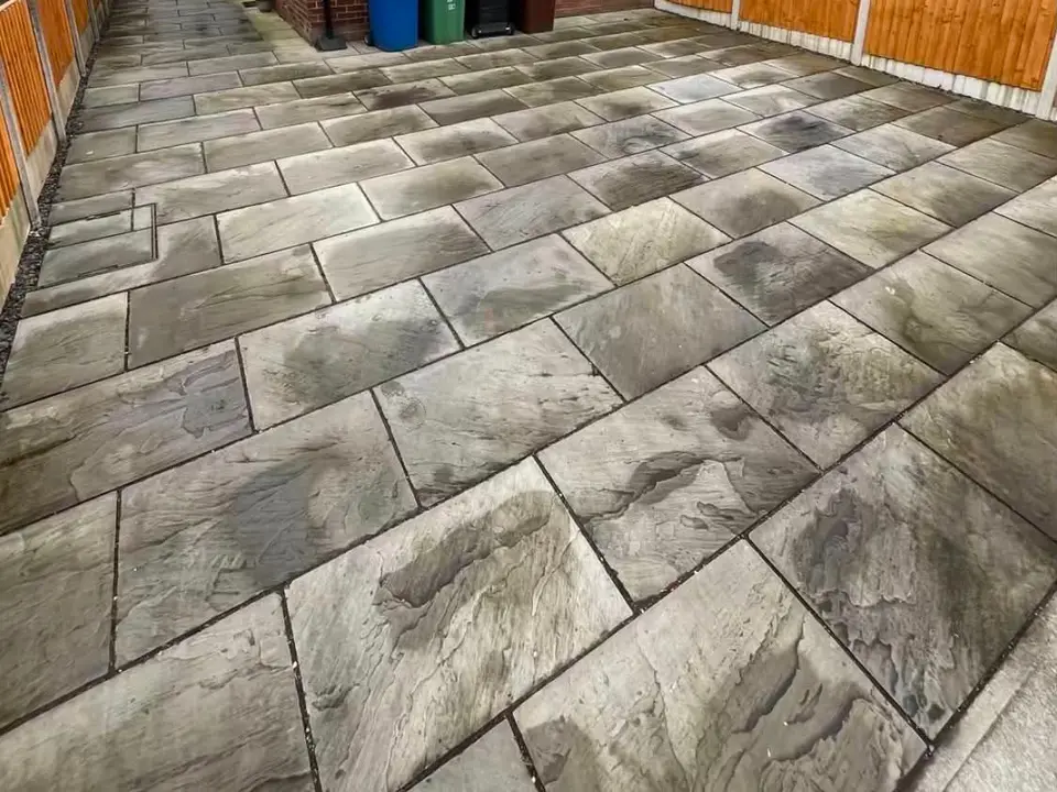 Before sandstone driveway clean