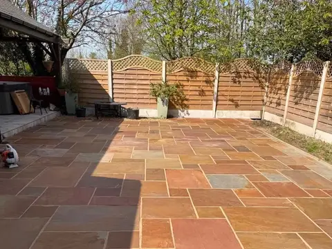 Indian sandstone patio restored to full colour